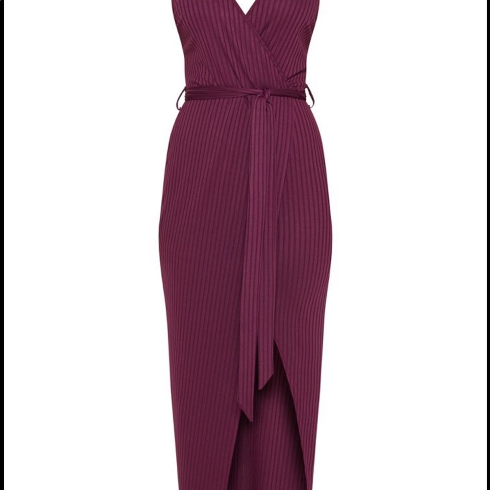 Plum Ribbed Wrap Maxi Dress